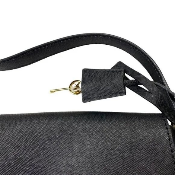 MICHAEL KORS HAMILTON GENUINE LEATHER BLACK LARGE MESSENGER BAG-LIKE NEW - Picture 11 of 13